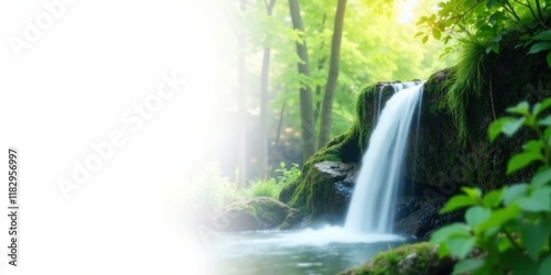 Serene Waterfall Cascading Through Lush Greenery in a Tranquil Forest