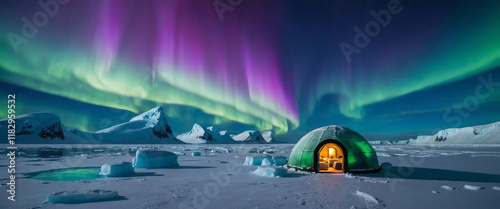 artic aurora green and purple