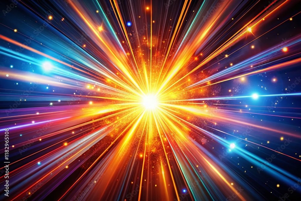 Naklejka premium Glowing Energy Burst: Abstract Night Photography Background