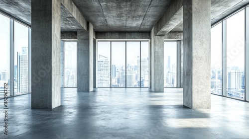 Modern Concrete Office Space with City View