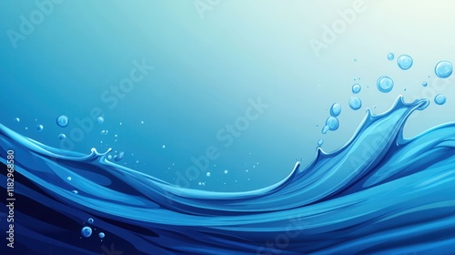 Abstract Blue Waves with Bubbles in Calm Water Surface