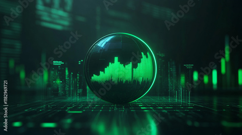 an empty space text logo, include graphs, charts, numerical, finance, security logo, 3d render, realistic, emblem type logo, finance security element, impactful, front view, growth, isolated.