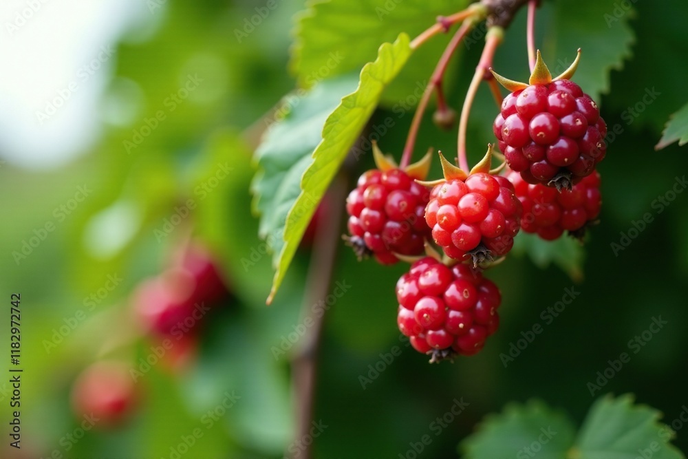 Ripe Prunus spinosa berries hanging from the vine, greenery, flowers, grapes Ripe Prunus spinosa berries hanging from the vine, greenery, flowers, grapes