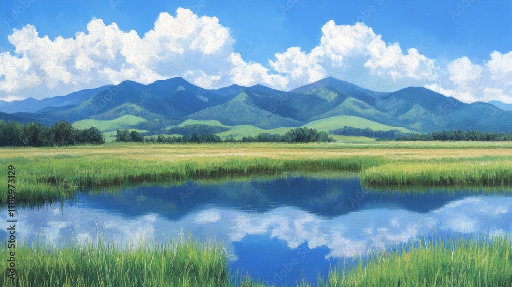 Serene Mountain Lake Reflection Peaceful Landscape Serene Mountain Lake Reflection Peaceful Landscape