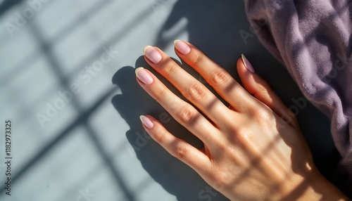 Elegant French Manicure: A Soft Pastel Pink and Cream Nail Design photo