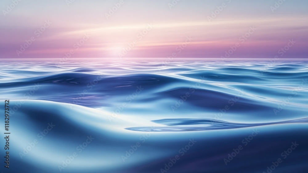 Obraz premium Serene ocean waves at sunset. Peaceful blue and purple hues.