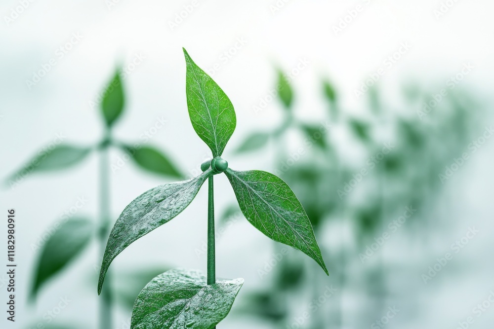 Young green plant with leaves in natural sunlight Young green plant with leaves in natural sunlight