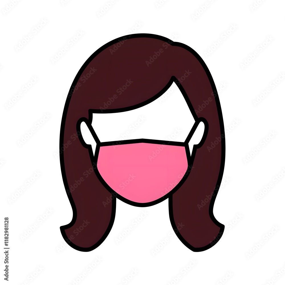 Brunette Woman Wearing a Pink Cloth Mask is a Mascot Icon Logo Symbol Isolated on White Background
Brunette Woman Wearing a Pink Cloth Mask is a Mascot Icon Logo Symbol Isolated on White Background