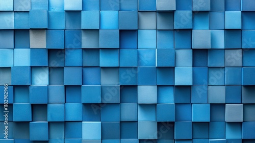Abstract Blue Cube Mosaic: A 3D Digital Art Background
