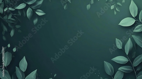 Dark Green Leaves Frame Elegant Nature Background