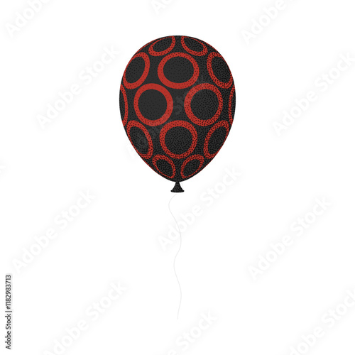 Black red balloon retro grain. Cartoon Flat Style vector illustration Isolated on White background.