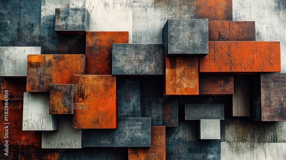 Abstract Rusty Cube Composition: A Modern Industrial Art Piece Abstract Rusty Cube Composition: A Modern Industrial Art Piece