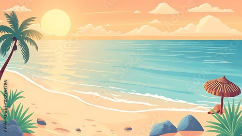 summer background illustration with soft colors
