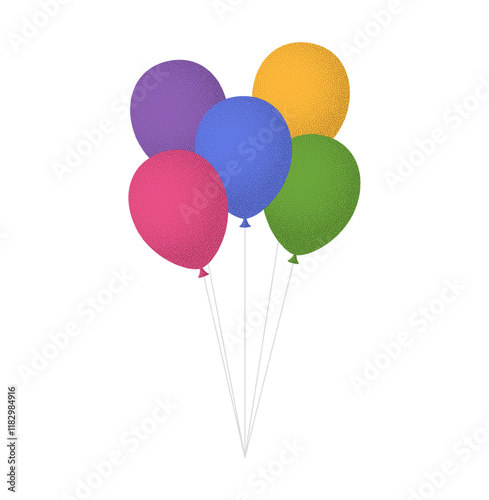 Colorful balloons bunch. Cartoon Flat Style vector illustration Isolated on White background.