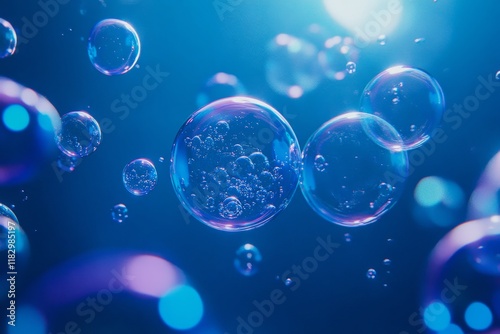 Wallpaper Mural Captivating Underwater Bubbles with Iridescent Reflections in a Vibrant Blue Background Representing Lightness and Fluidity of Water Torontodigital.ca