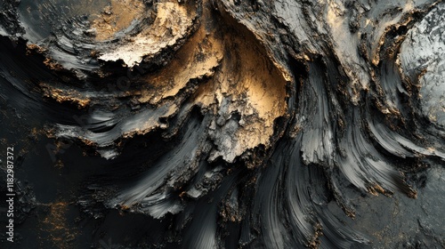 Abstract Black and Gold Swirling Texture: A Digital Art Piece