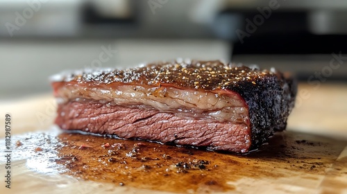 Smoked brisket with a crispy crust