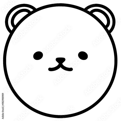 Cute face bear line illustration transparent on background.