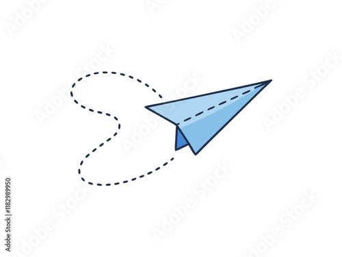 Paper Airplane Flight Path Journey, Travel, Sky, Blue