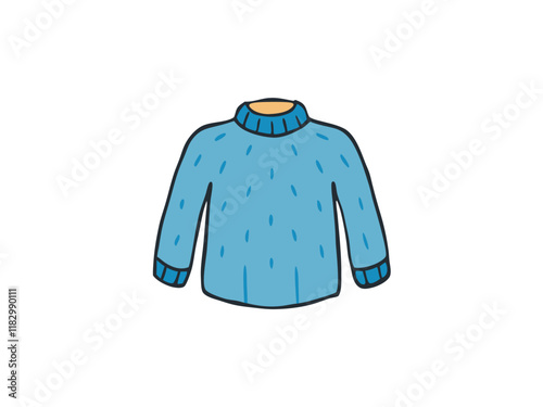 Blue Knitted Sweater Warm Winter Clothing Apparel Fashion Design
