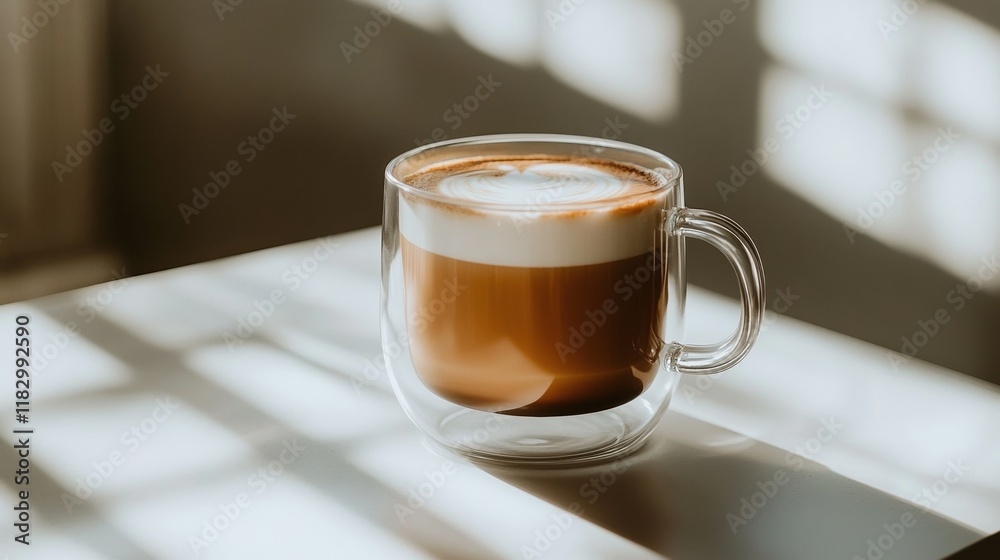 Latte Art in a Double Walled Glass Mug Latte Art in a Double Walled Glass Mug