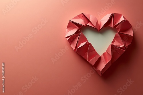 Wallpaper Mural Elegant Red Origami Heart Frame with a Soft Background for Romantic Valentine's Day Celebrations, Perfect for Cards and Invitations Torontodigital.ca
