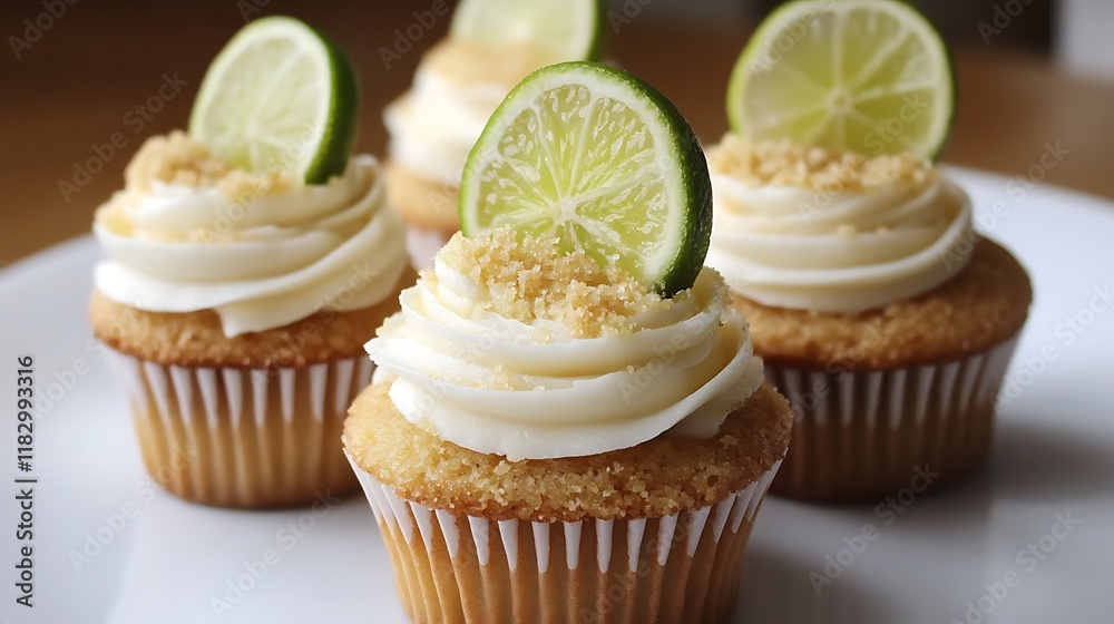 Sweet and tangy key lime cupcakes with a graham cracker crust Sweet and tangy key lime cupcakes with a graham cracker crust