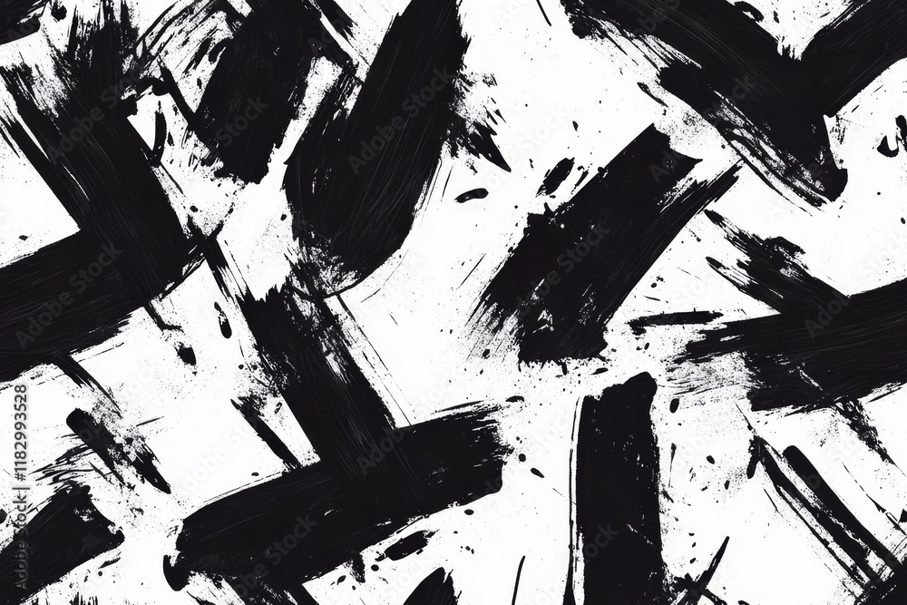 Abstract black ink brush strokes on white background. (6) Abstract black ink brush strokes on white background. (6)