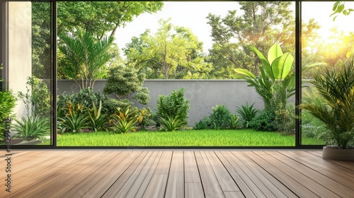 Tranquil Garden View from Modern Home