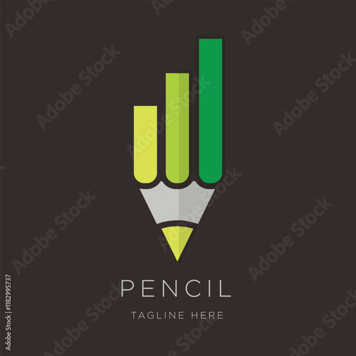 Pencil and Vertical Chart for Financial design inspiration stock illustration
