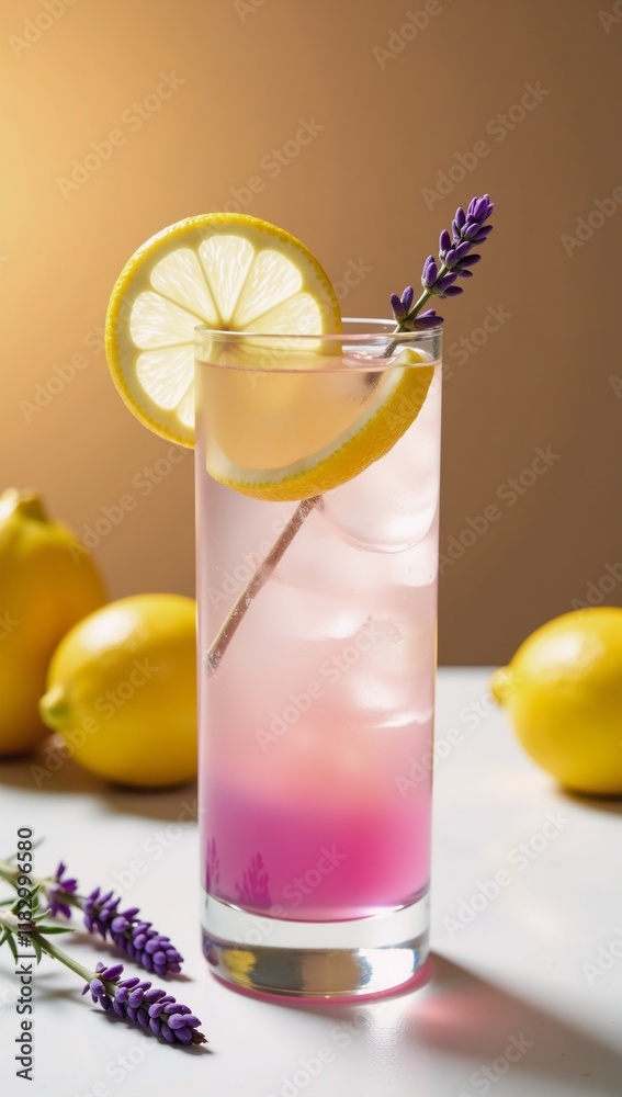 A refreshing blend of lemon and lavender in a drink Cocktail A refreshing blend of lemon and lavender in a drink Cocktail