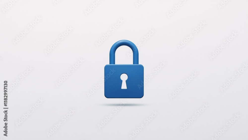 Lock icon in blue on white background symbolizes online safety data privacy in contemporary vector design Lock icon in blue on white background symbolizes online safety data privacy in contemporary vector design