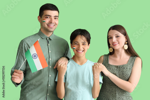Happy family with Indian fl...