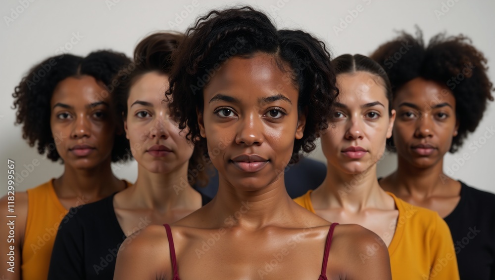 Obraz premium Gallery exhibit featuring diverse portrayals of racial prejudice using painted faces