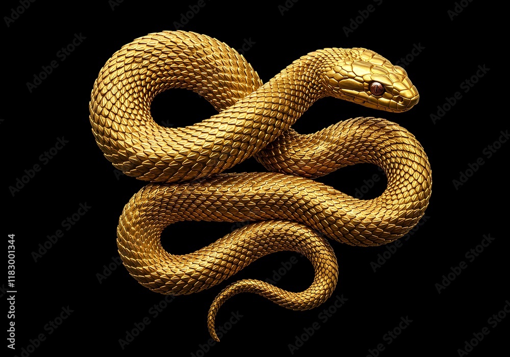 Obraz premium 黄金に輝く金色の蛇|A shiny golden snake