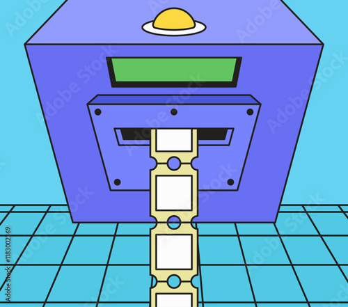 Ticket machine dispensing tickets in a fun, eye-catching design for entertainment themes