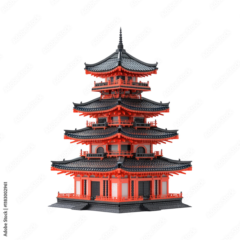 Traditional Asian Pagoda on Transparent Background Traditional Asian Pagoda on Transparent Background