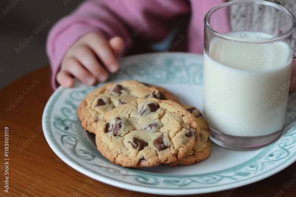 Child Enjoying Gluten-Free Cookie with Milk After School Child Enjoying Gluten-Free Cookie with Milk After School