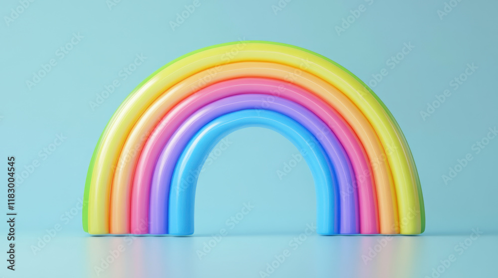 vibrant double rainbow in pastel colors against light blue background, creating cheerful and uplifting atmosphere. Perfect for conveying joy and positivity vibrant double rainbow in pastel colors against light blue background, creating cheerful and uplifting atmosphere. Perfect for conveying joy and positivity
