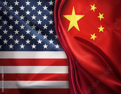 American and Chinese flags next to each other symbolizing the tension between the countries