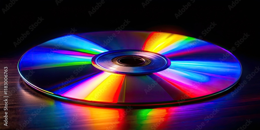 Silhouette of a CD-ROM on a Horizontal Surface, Minimalistic and Artistic Composition, Abstract Technology Concept, Digital Media Representation, Dark Background, Focus on Reflection Silhouette of a CD-ROM on a Horizontal Surface, Minimalistic and Artistic Composition, Abstract Technology Concept, Digital Media Representation, Dark Background, Focus on Reflection