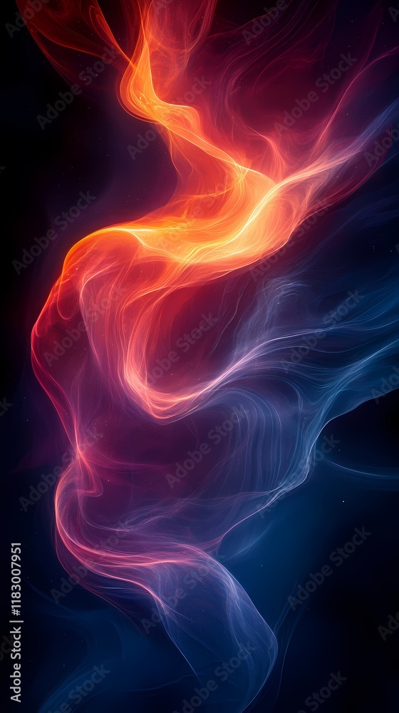 Fototapeta premium Digital technology red and blue flowing lines poster background