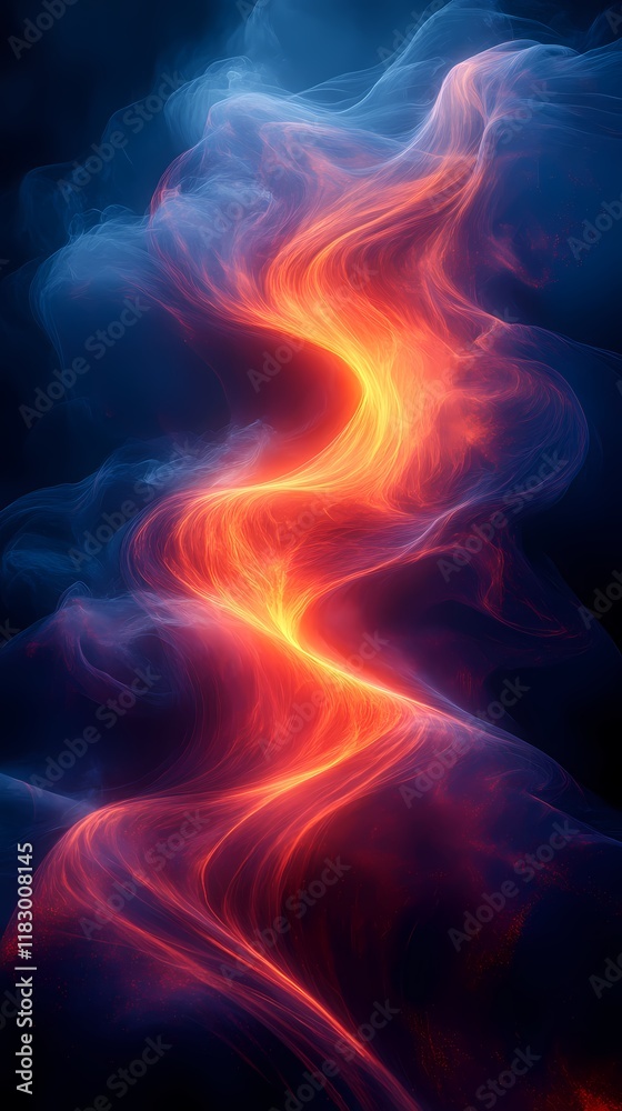 Fototapeta premium Digital technology red and blue flowing lines poster background
