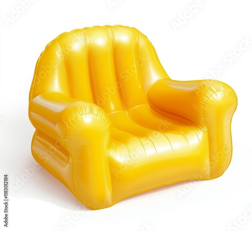 Inflatable yellow armchair isolated on white background. photo