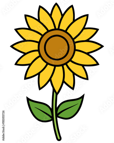 Sunflower Vector Illustration on Transparent Background, Elegant Floral Design