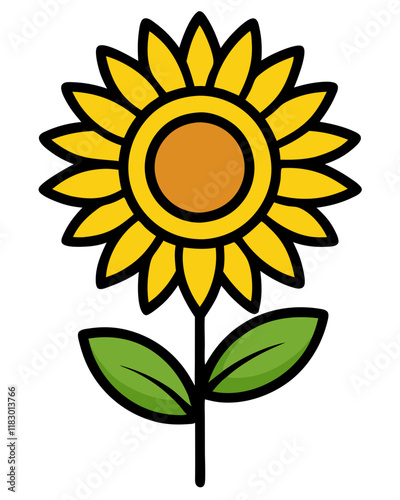 Sunflower Vector Illustration on Transparent Background, Elegant Floral Design