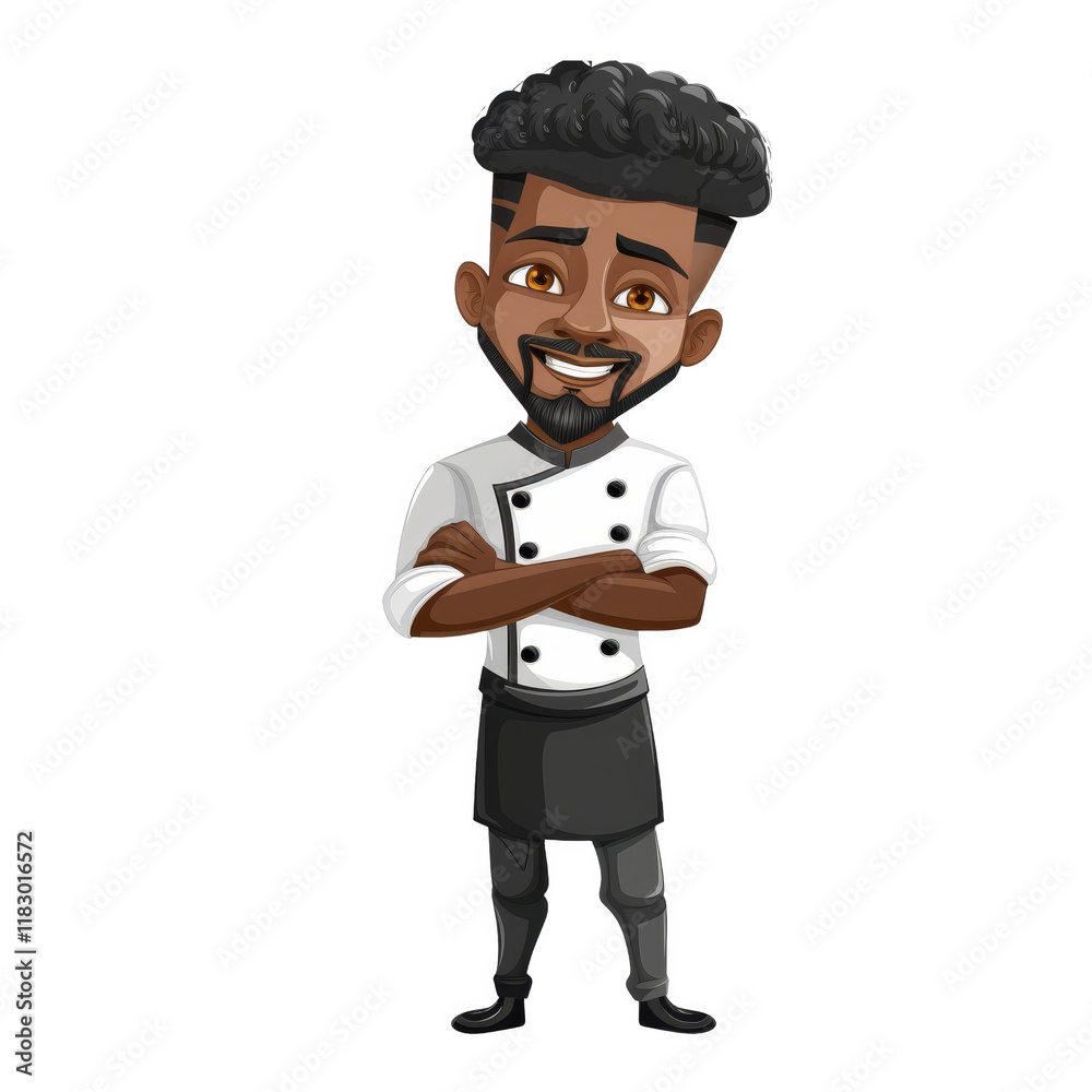 A cartoon chef with arms crossed, smiling. A cartoon chef with arms crossed, smiling.