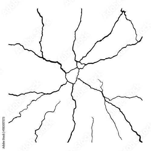 Split lines in the concrete or large fissures in the wall on a white background. Crack wall concrete
