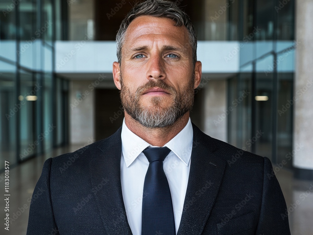 Portrait of a serious businessman in a modern office building Portrait of a serious businessman in a modern office building