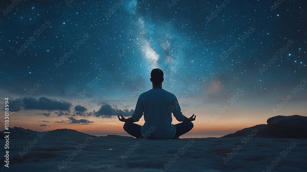 Meditation under the stars a tranquil moment of reflection in nature's embrace Meditation under the stars a tranquil moment of reflection in nature's embrace